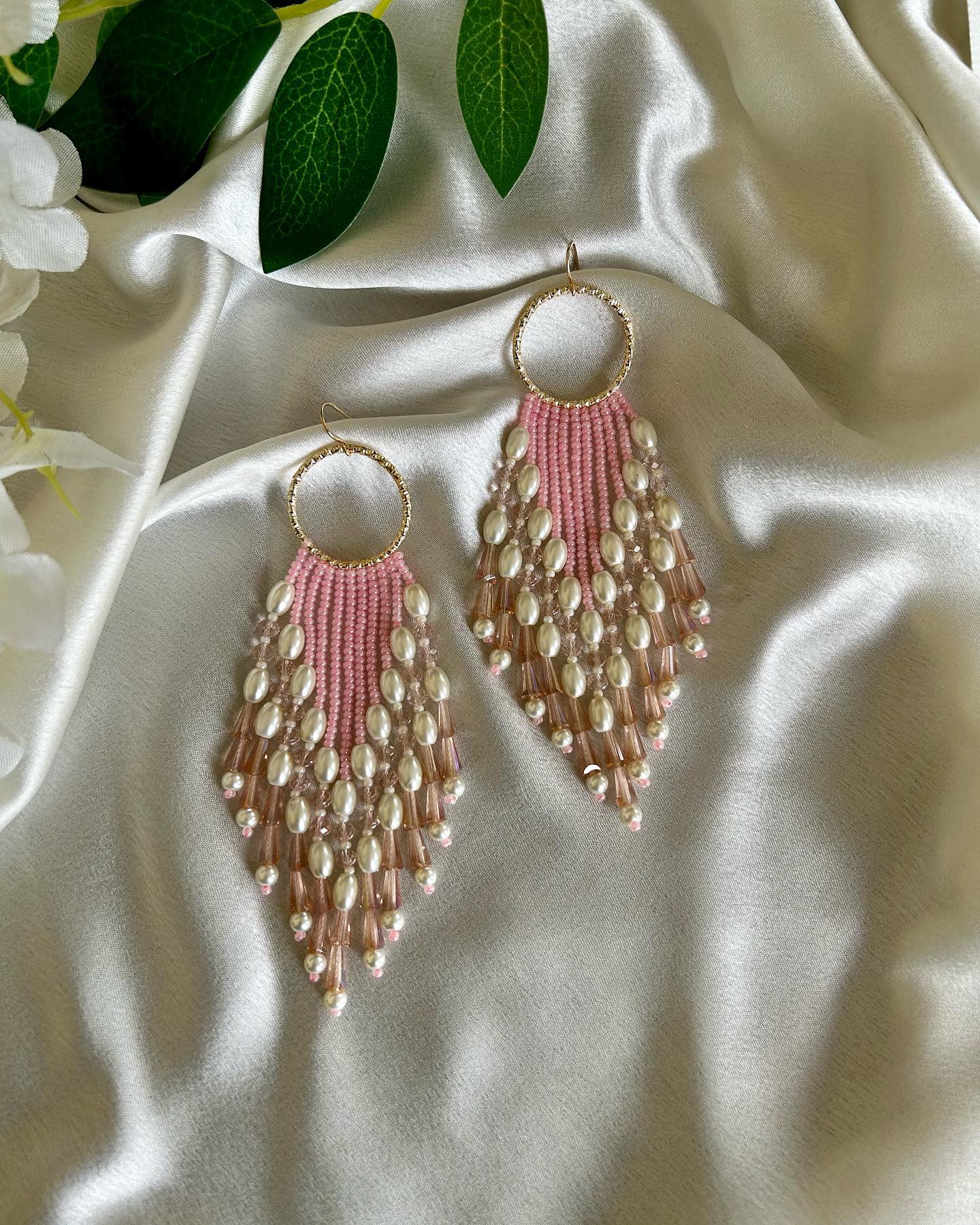 Pink statement fringe earrings ✨
