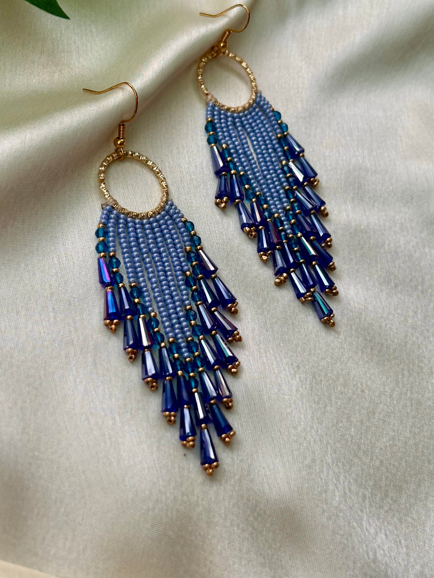 Midnight Blue Fringe Earrings