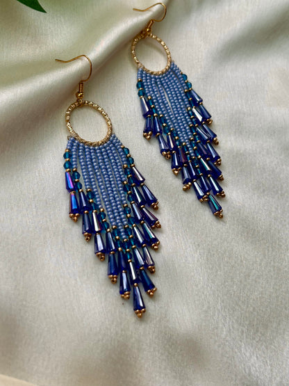 Midnight Blue Fringe Earrings