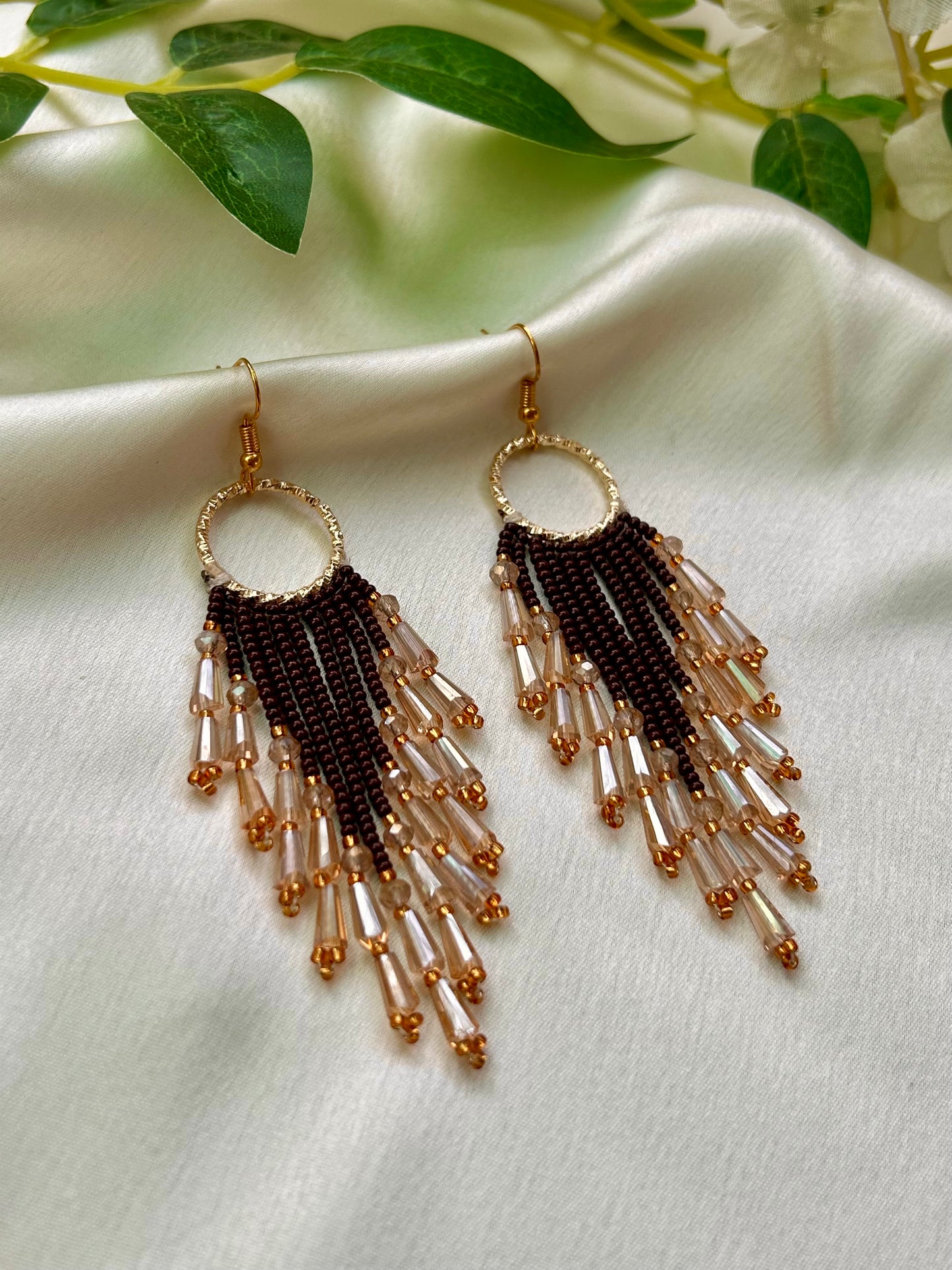 Mocha Glimmer Fringe Earrings