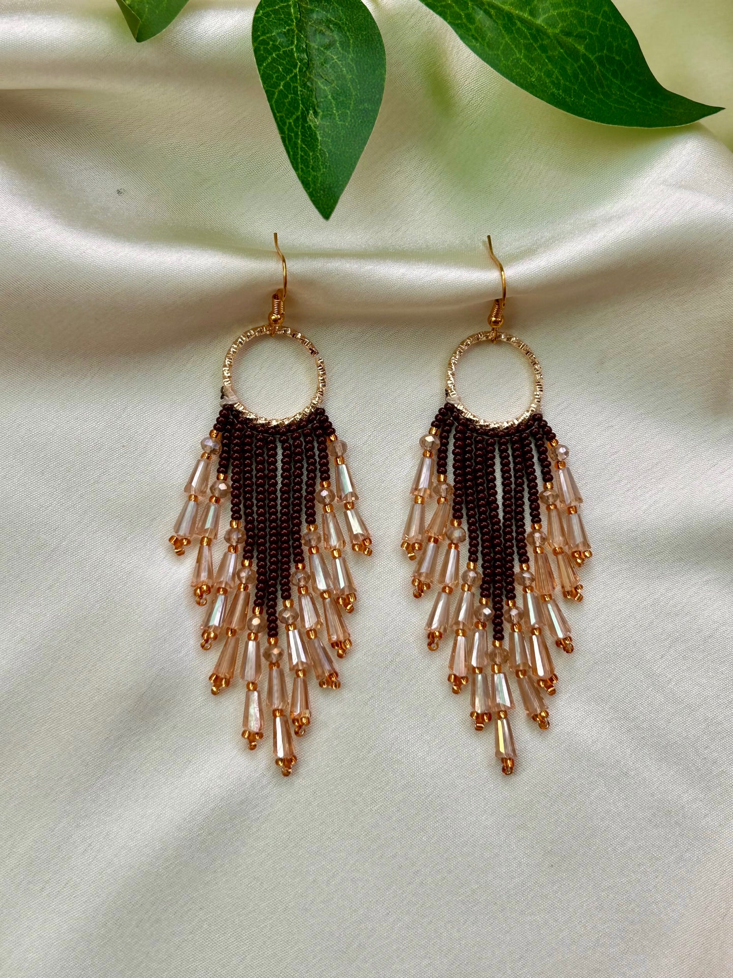 Mocha Glimmer Fringe Earrings