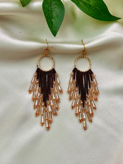 Mocha Glimmer Fringe Earrings