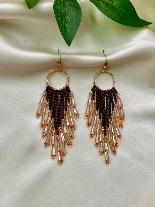 Mocha Glimmer Fringe Earrings