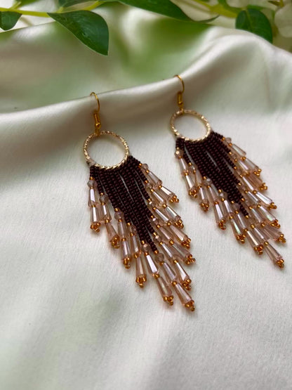 Mocha Glimmer Fringe Earrings