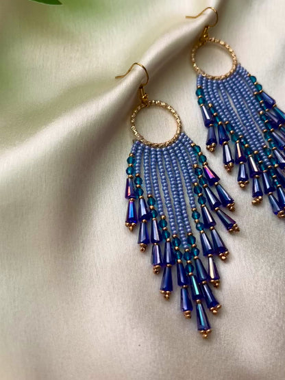 Midnight Blue Fringe Earrings