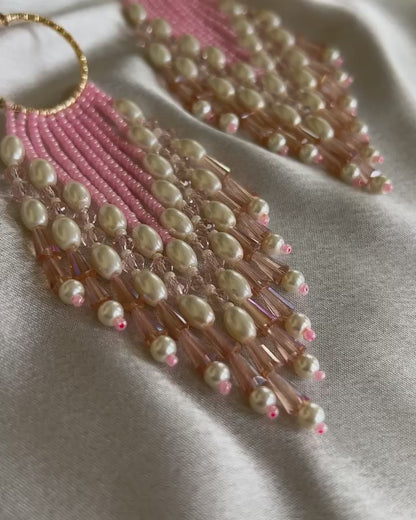 Pink statement fringe earrings ✨